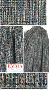 'Chanel tweed' sparkly boucle' - midnight/coral 1.5 yds