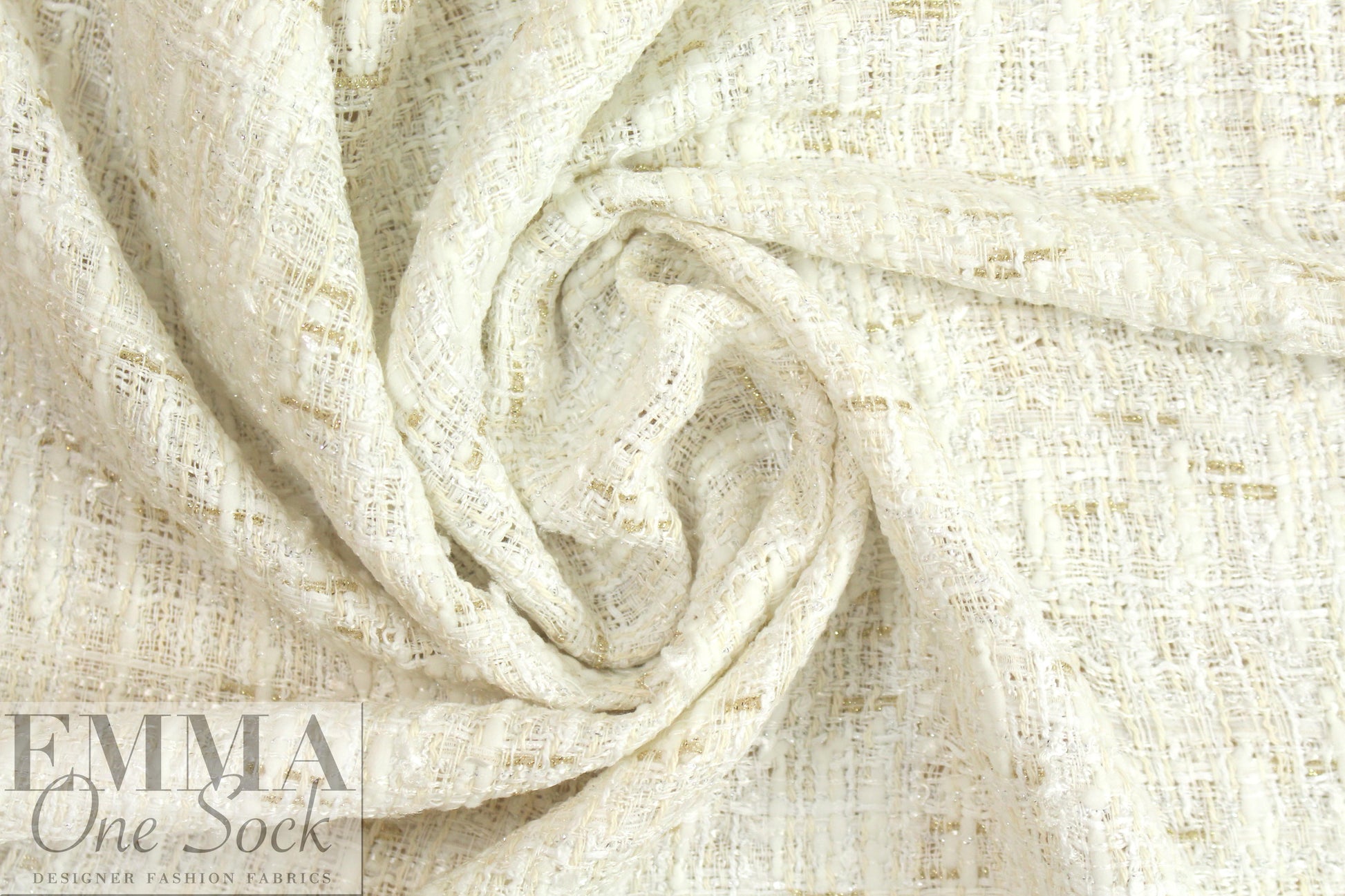 Italian cream/gold sparkle boucle' tweed suiting
