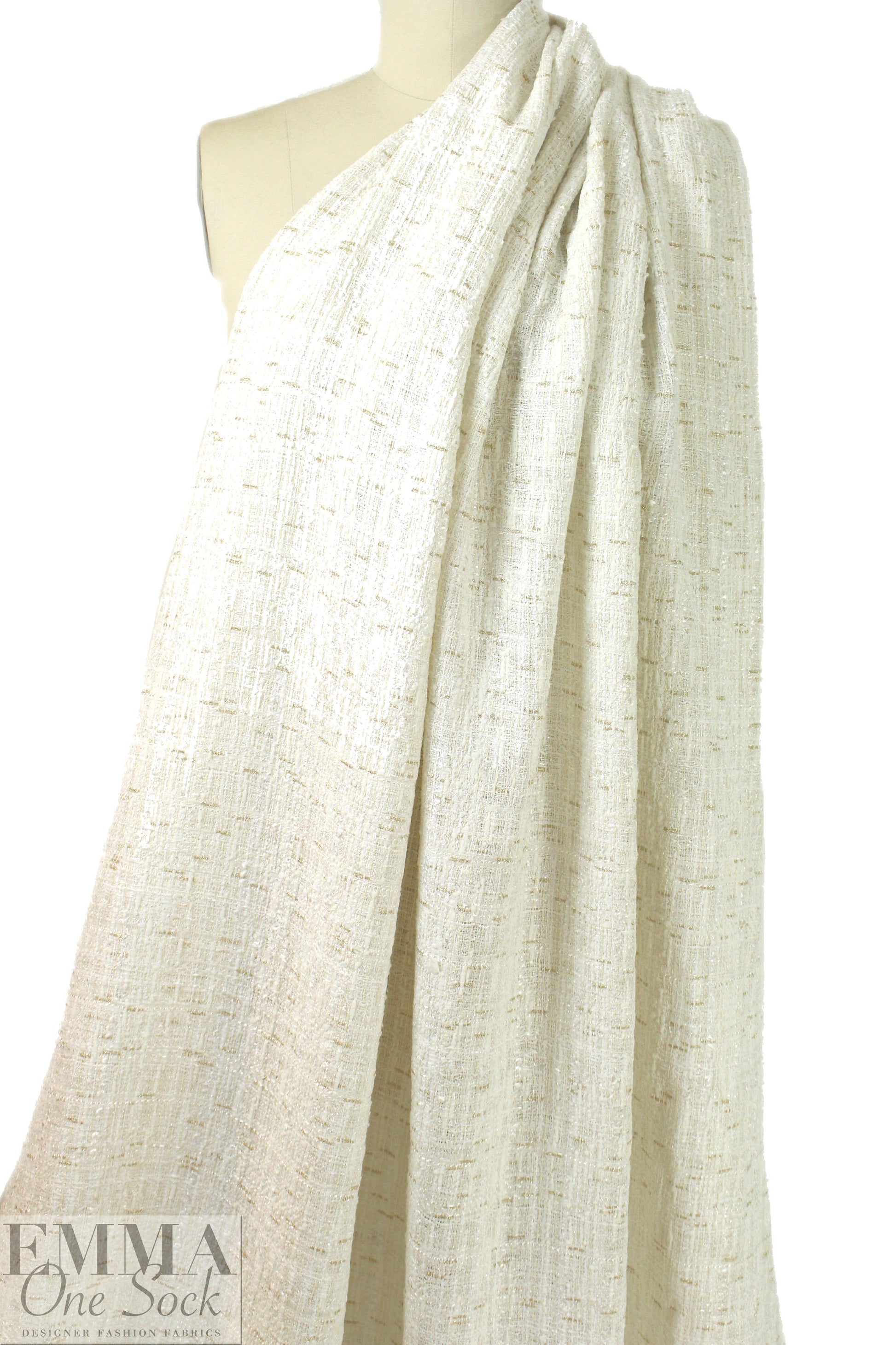 Italian cream/gold sparkle boucle' tweed suiting