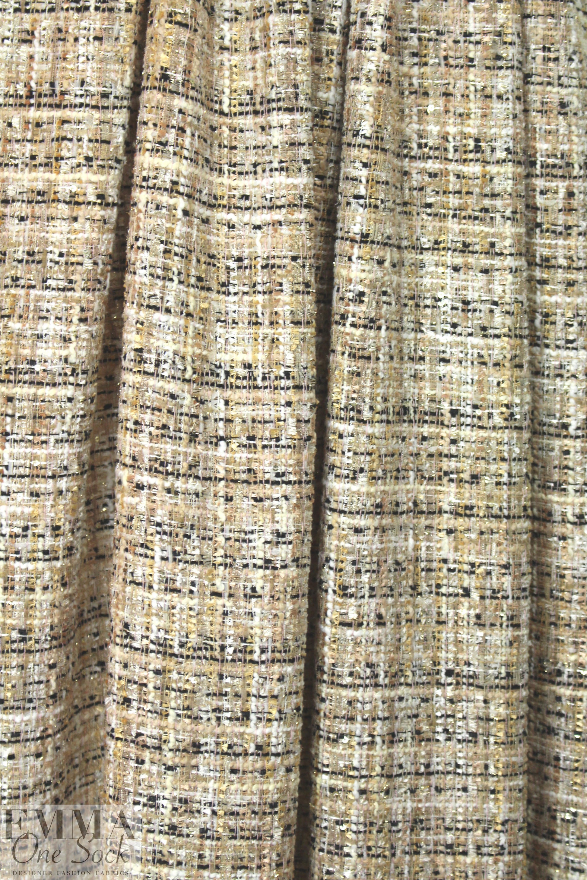 Italian 'Chanel tweed' sparkly boucle' - black/khaki 1.875 yds