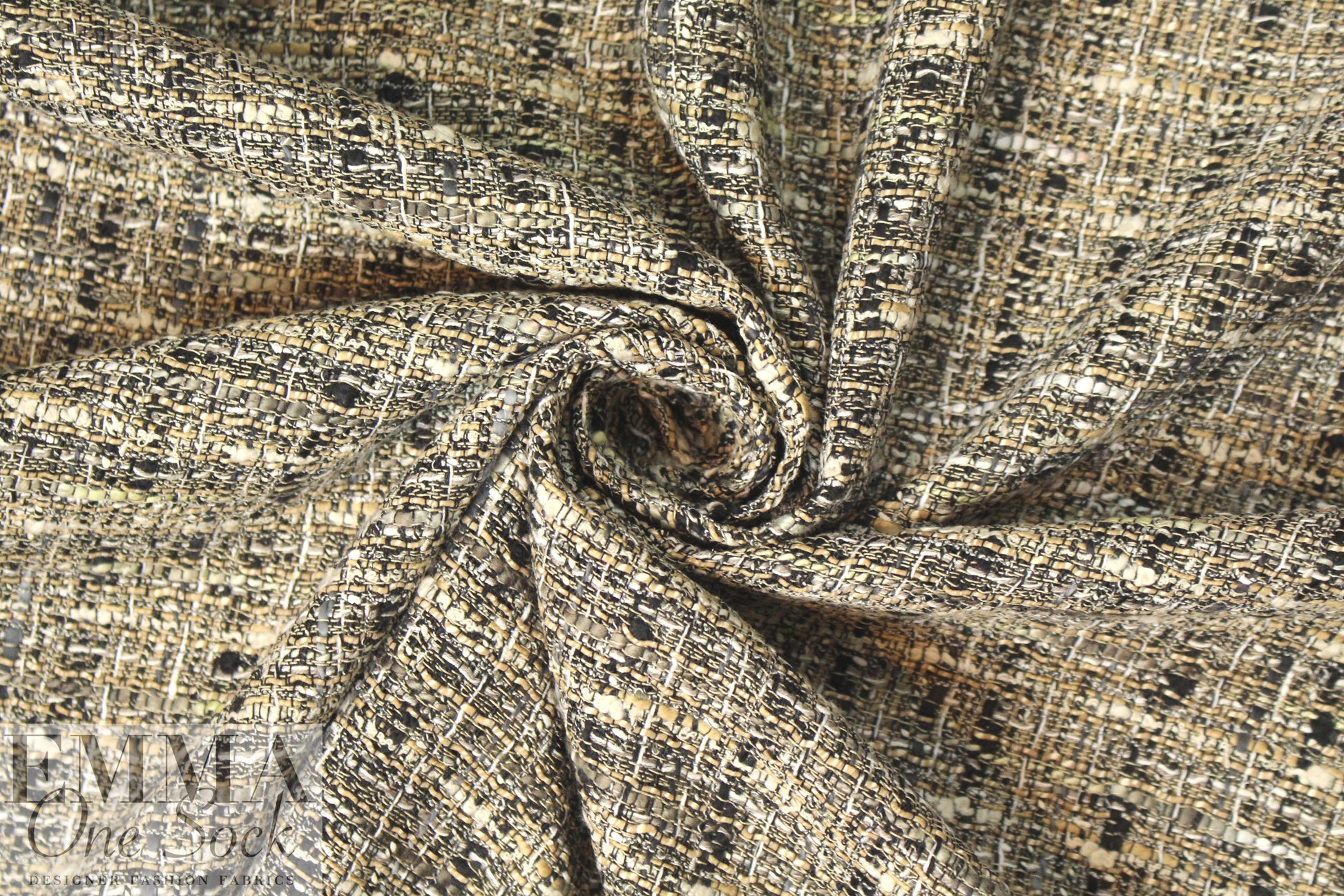 Italian 'Chanel tweed' cotton boucle' - taupe/black 1.5 yds