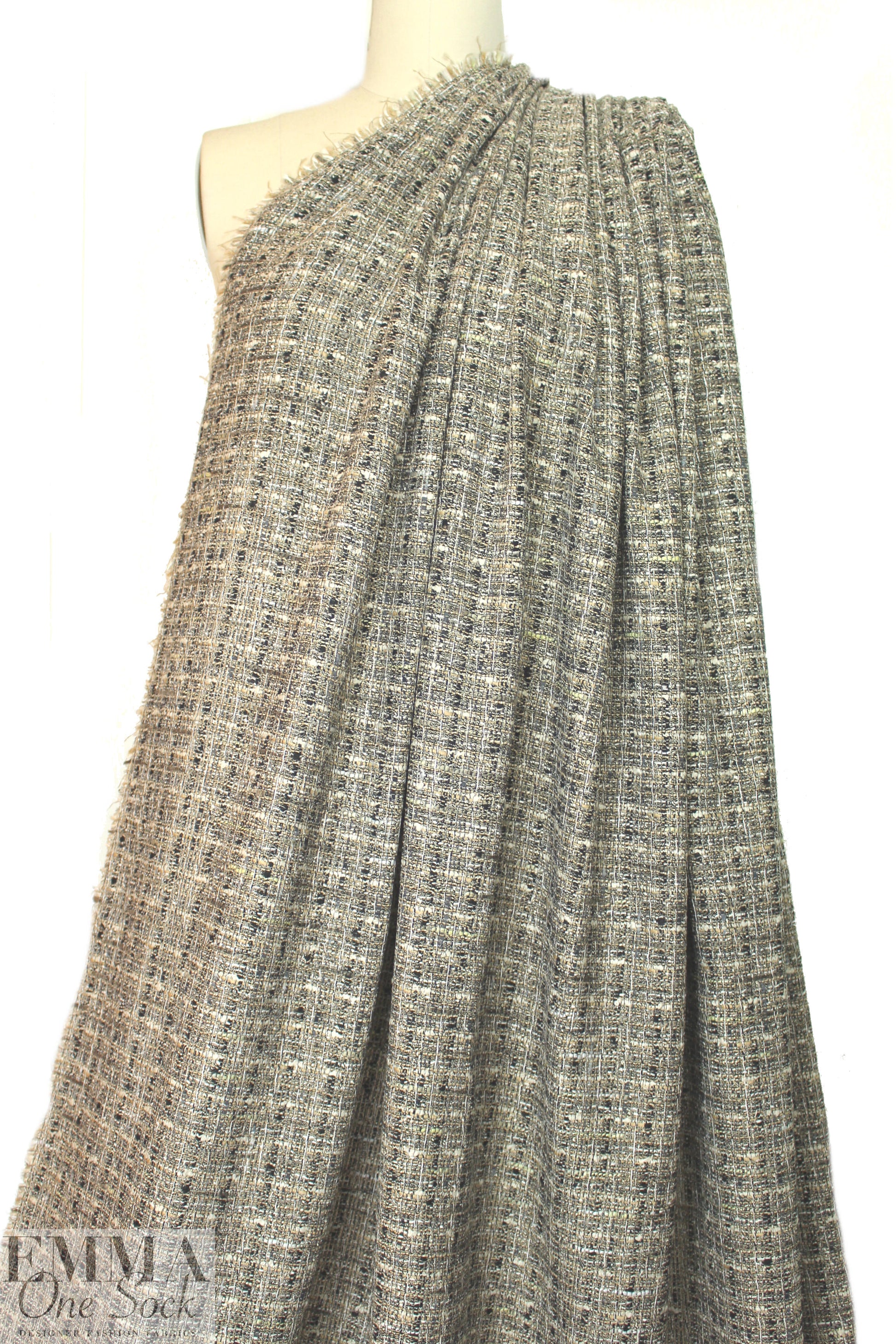 Italian 'Chanel tweed' cotton boucle' - taupe/black