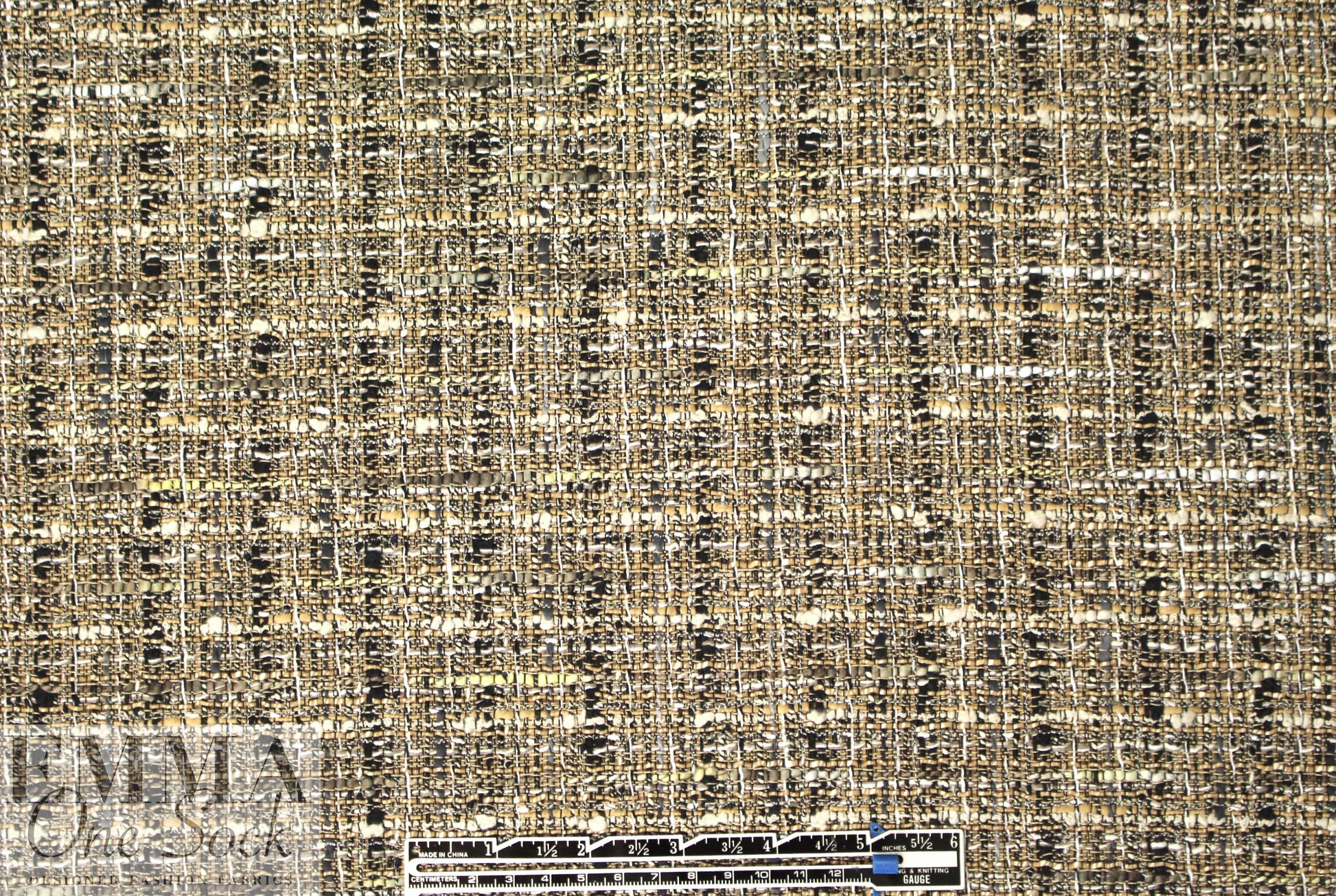 Italian 'Chanel tweed' cotton boucle' - taupe/black