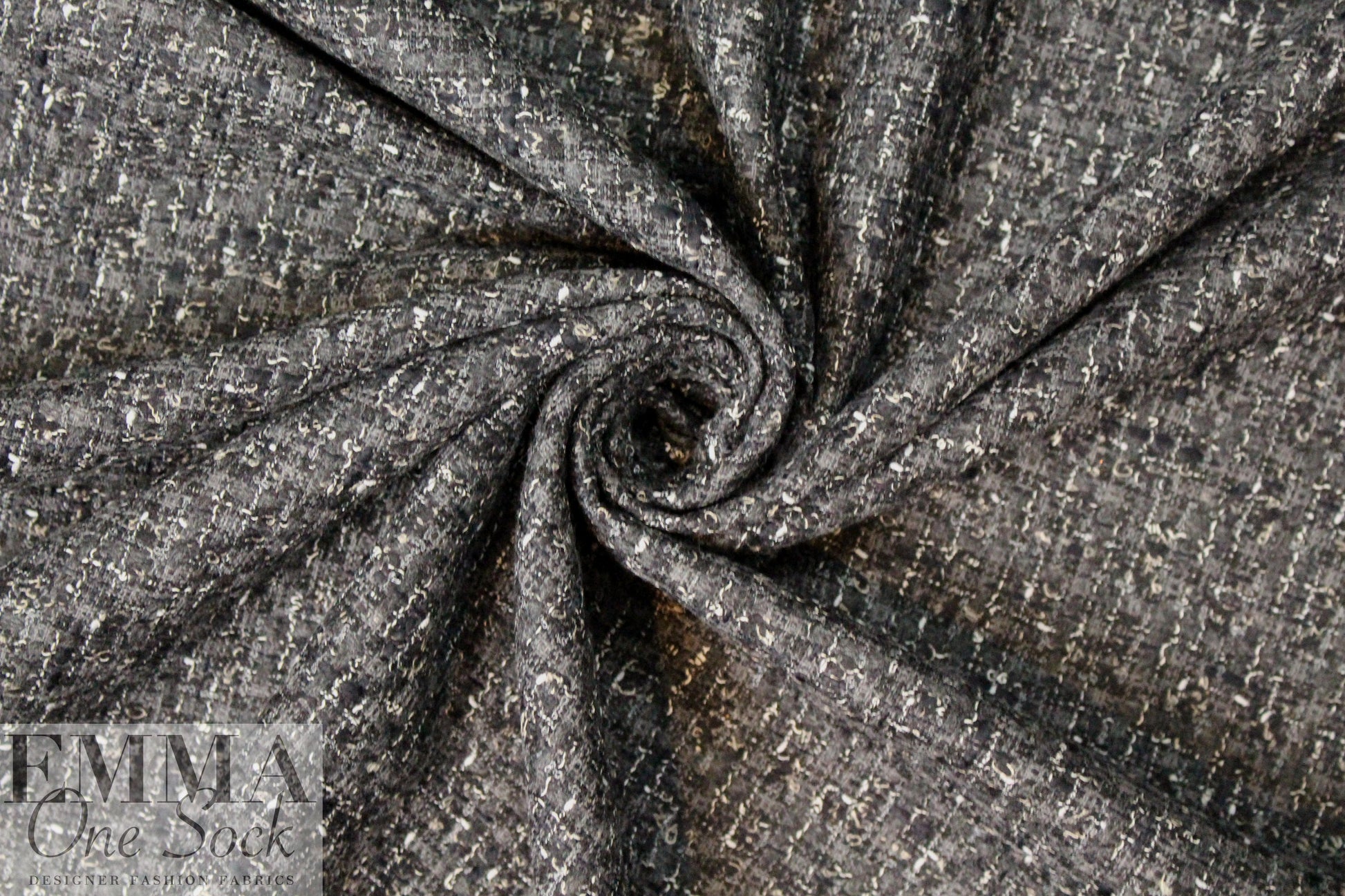 Italian 'Chanel tweed' cotton boucle' - black/gunmetal
