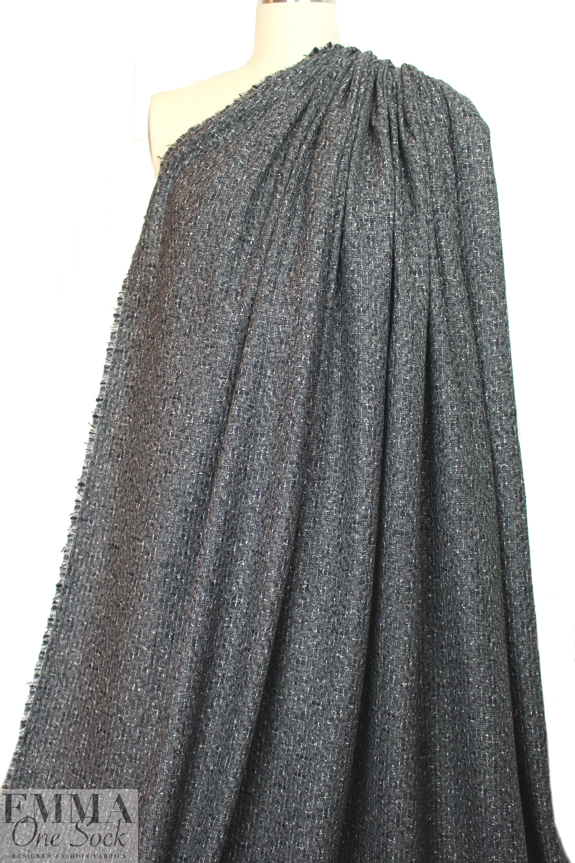 Italian 'Chanel tweed' cotton boucle' - black/gunmetal