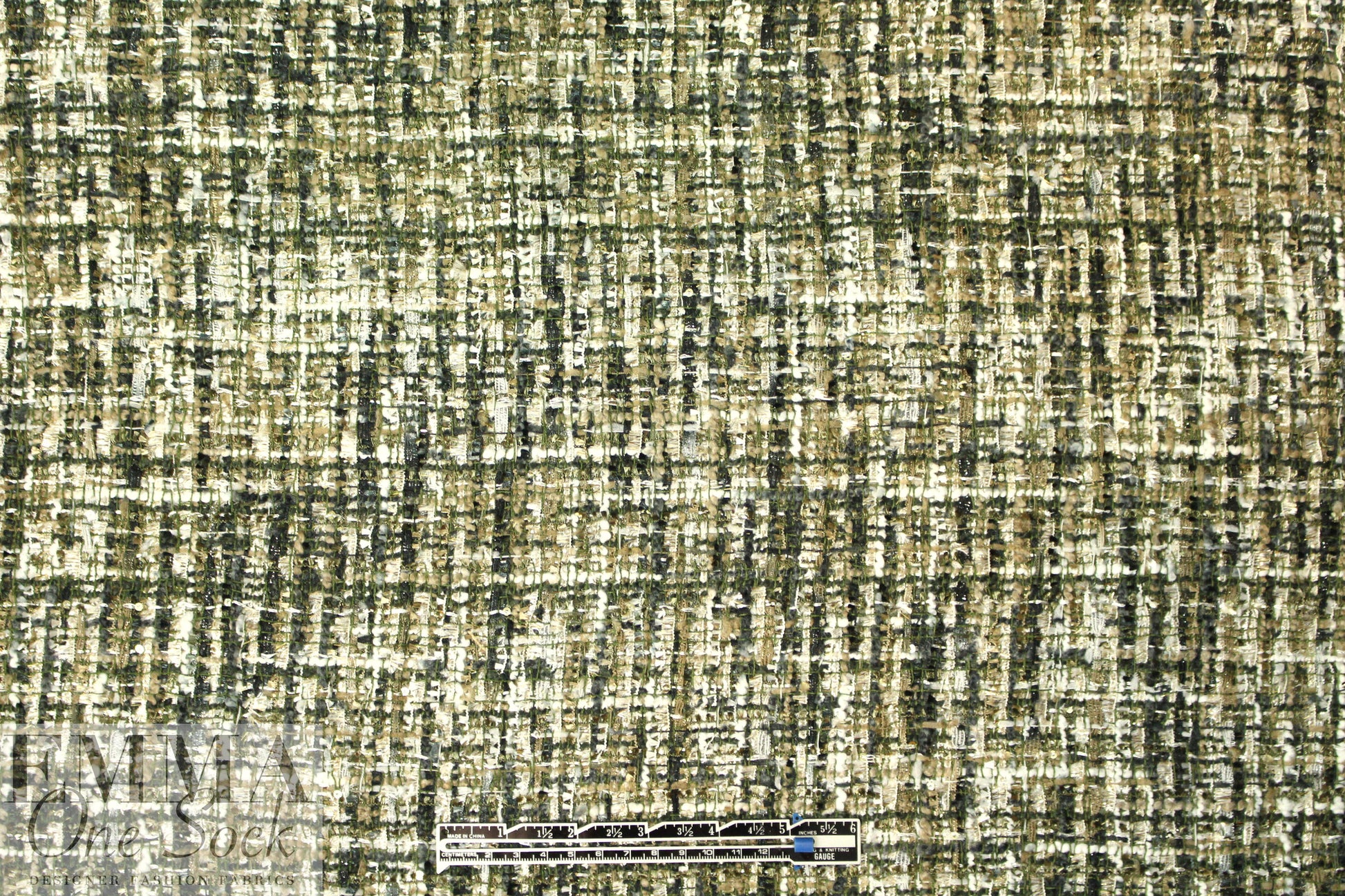 Italian 'Chanel tweed' sparkly boucle' - pine/gold