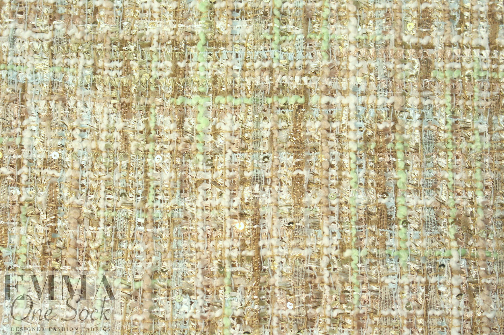 Italian 'Chanel tweed' sparkly boucle' - mint/gold