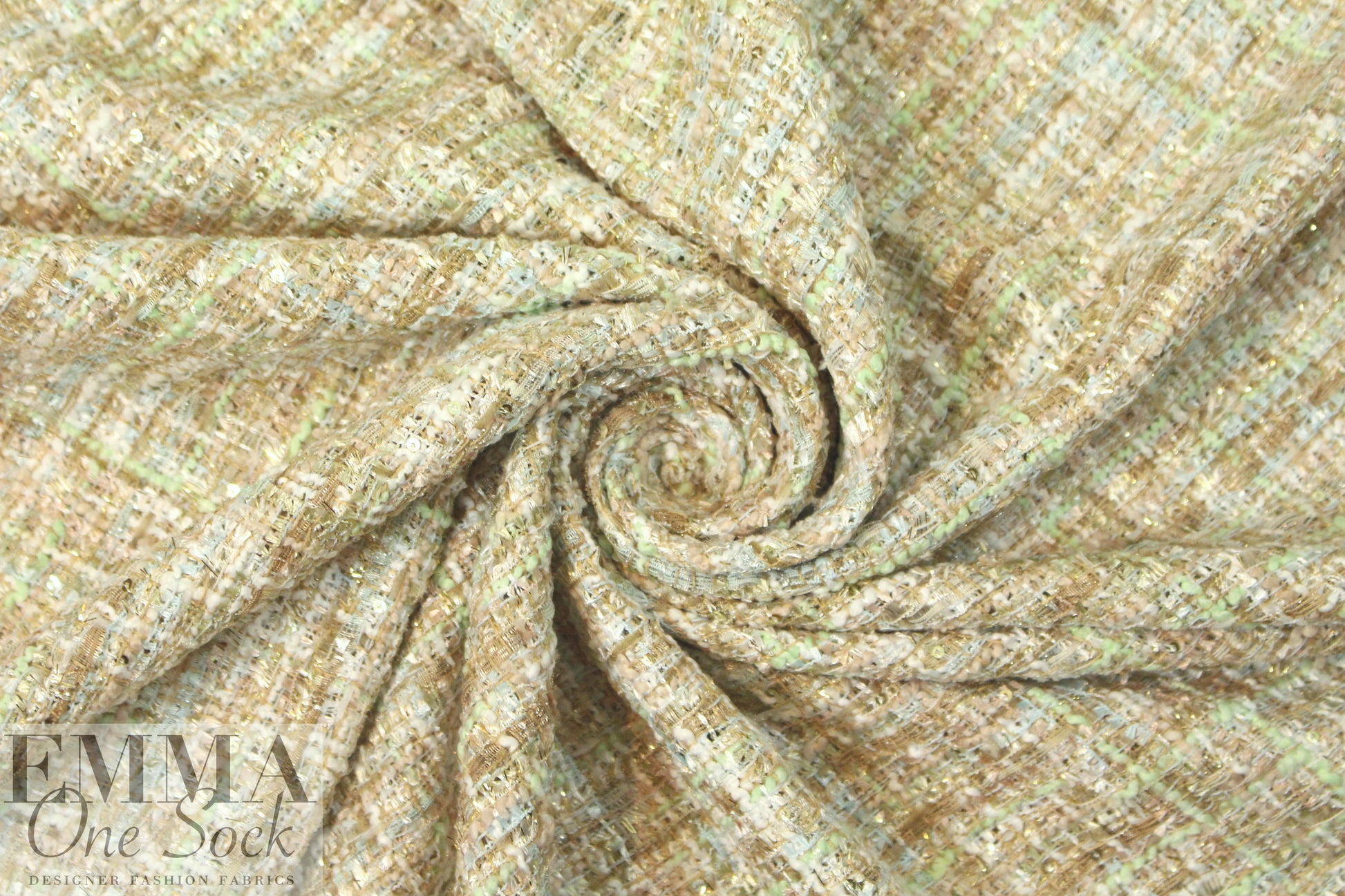 Italian 'Chanel tweed' sparkly boucle' - mint/gold