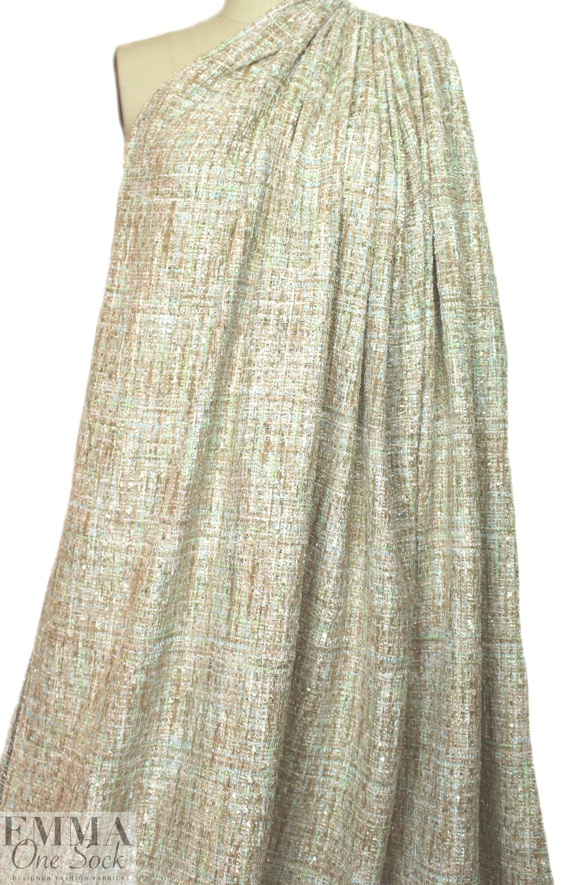 Italian 'Chanel tweed' sparkly boucle' - mint/gold