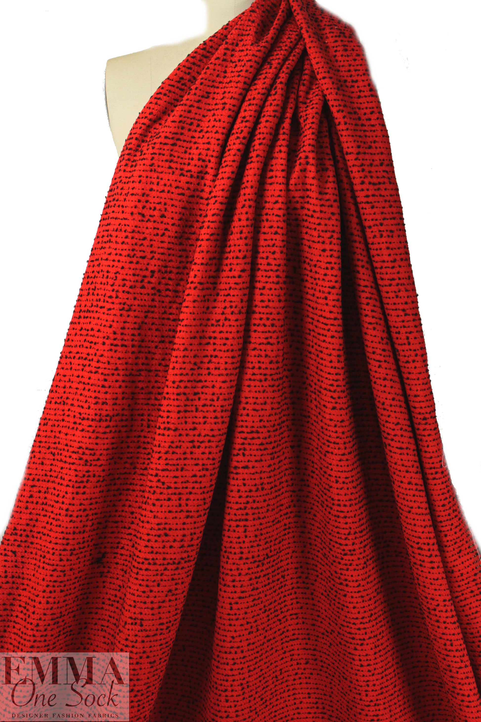 NY designer black on red dot boucle' suiting