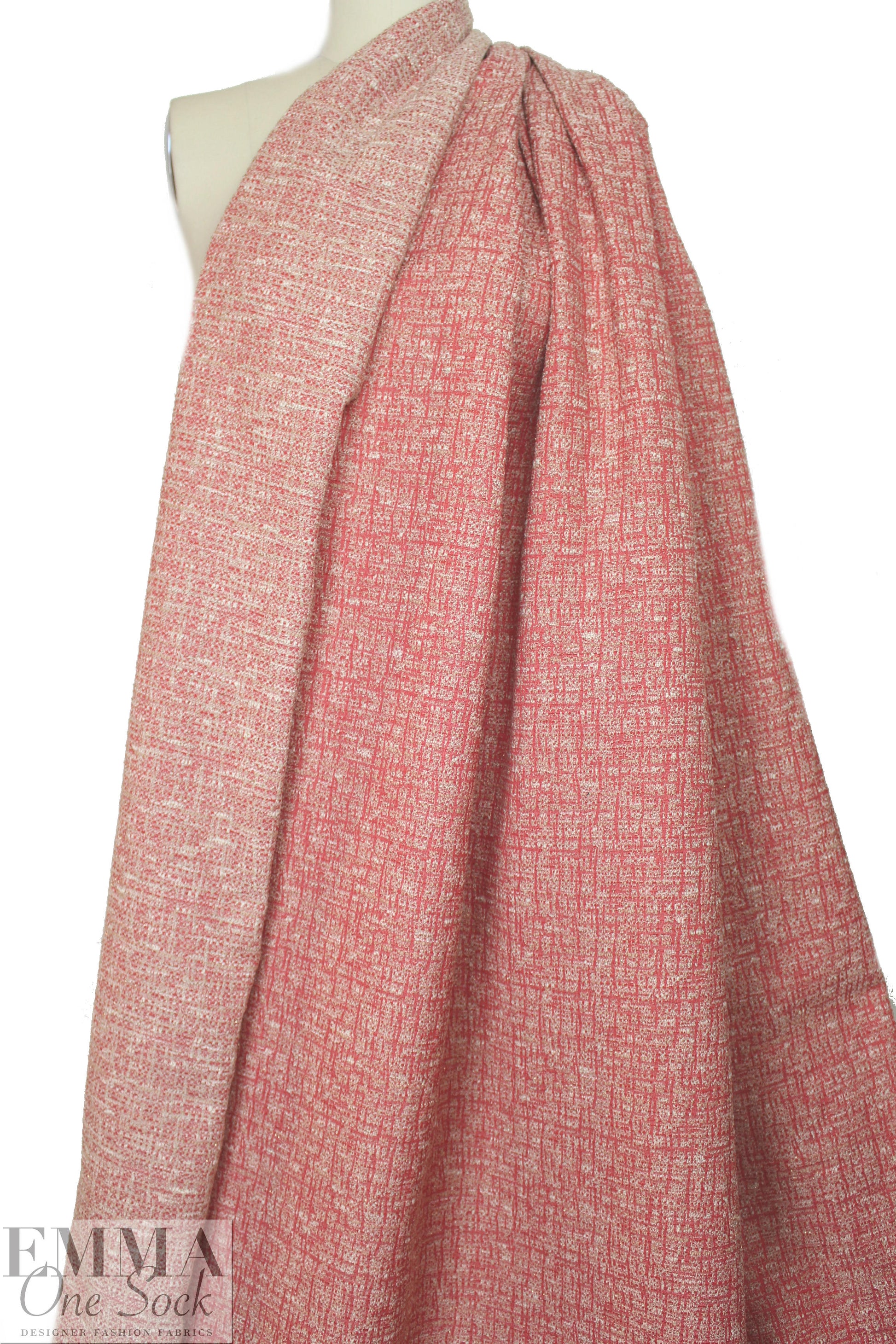 Tah@ri red/ivory reversible tweedy brocade suiting