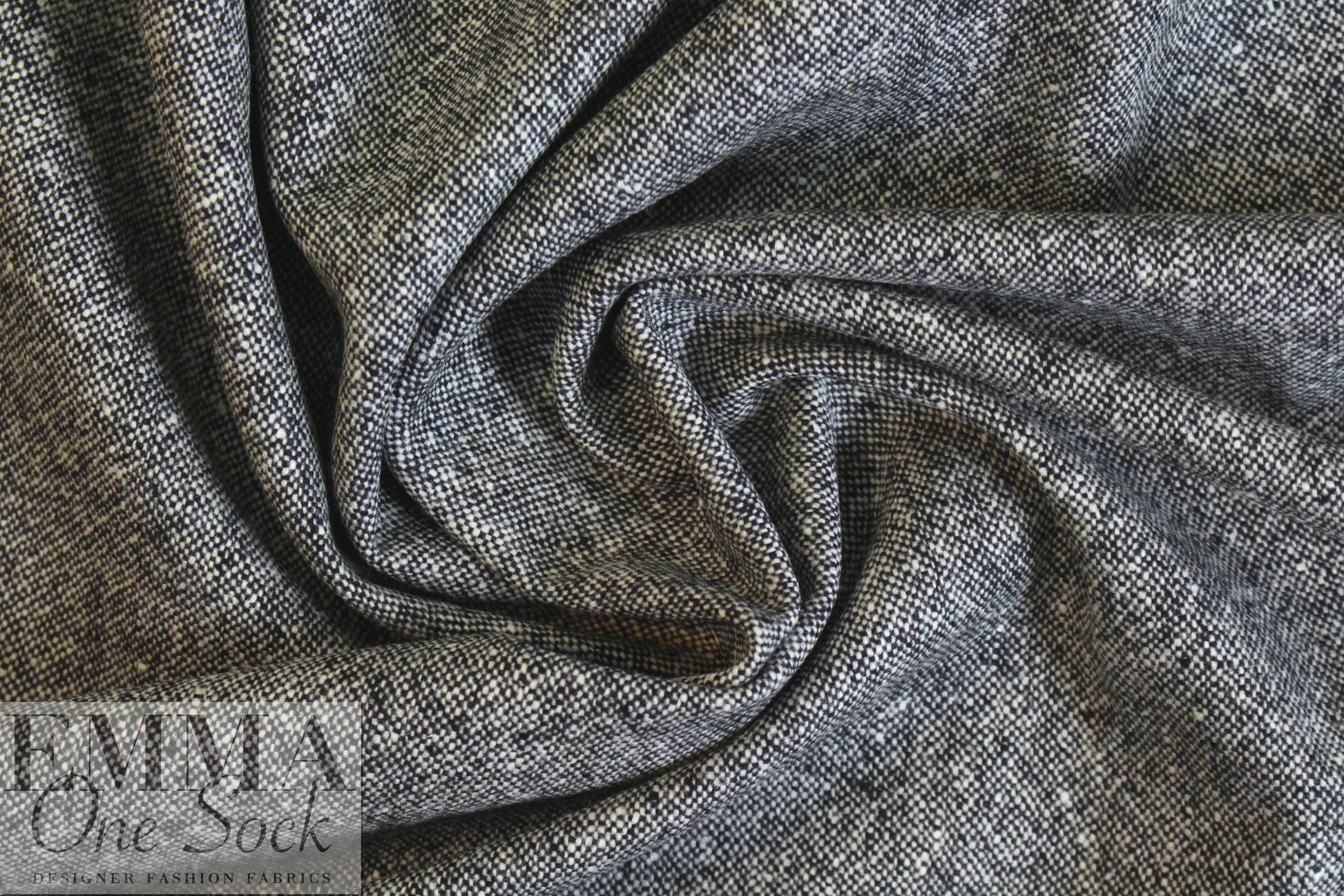 Italian black/white wool tweed suiting .625 yds