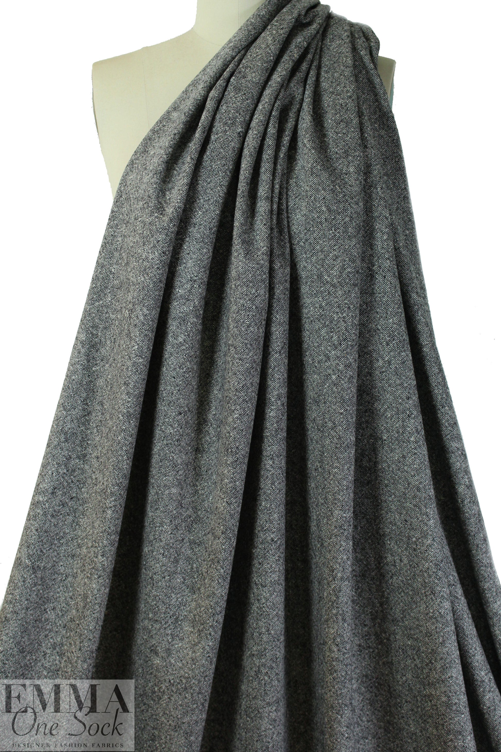 Italian black/white wool tweed suiting .625 yds