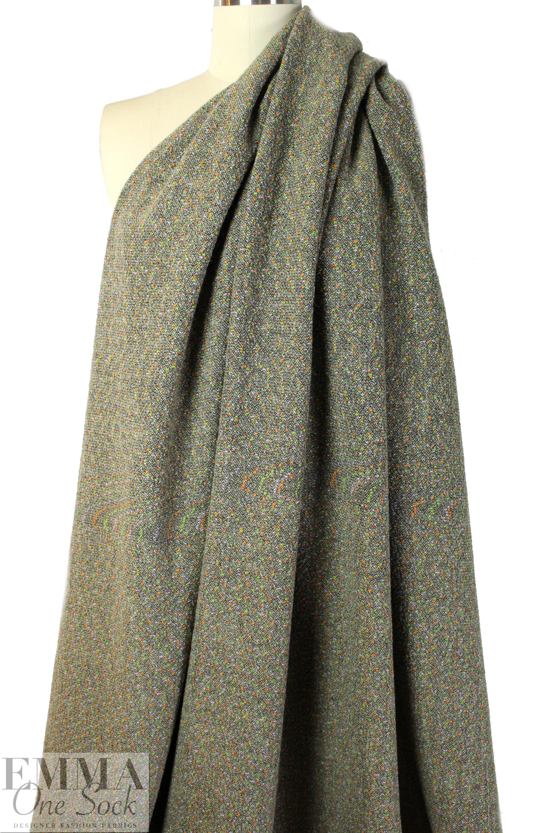 Italian '1000 pins' bouclé tweed wool blend woven