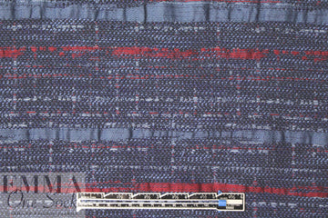 French denim/claret 'ribbon' stripe jacquard suiting