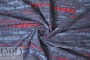 French denim/claret 'ribbon' stripe jacquard suiting 1.625 yds