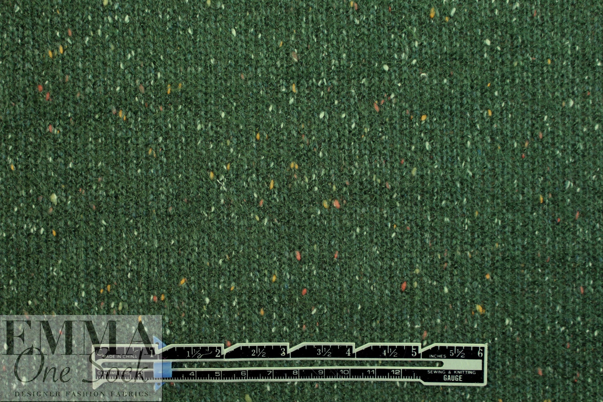 tweedy, speckled sweater knit - pine forest