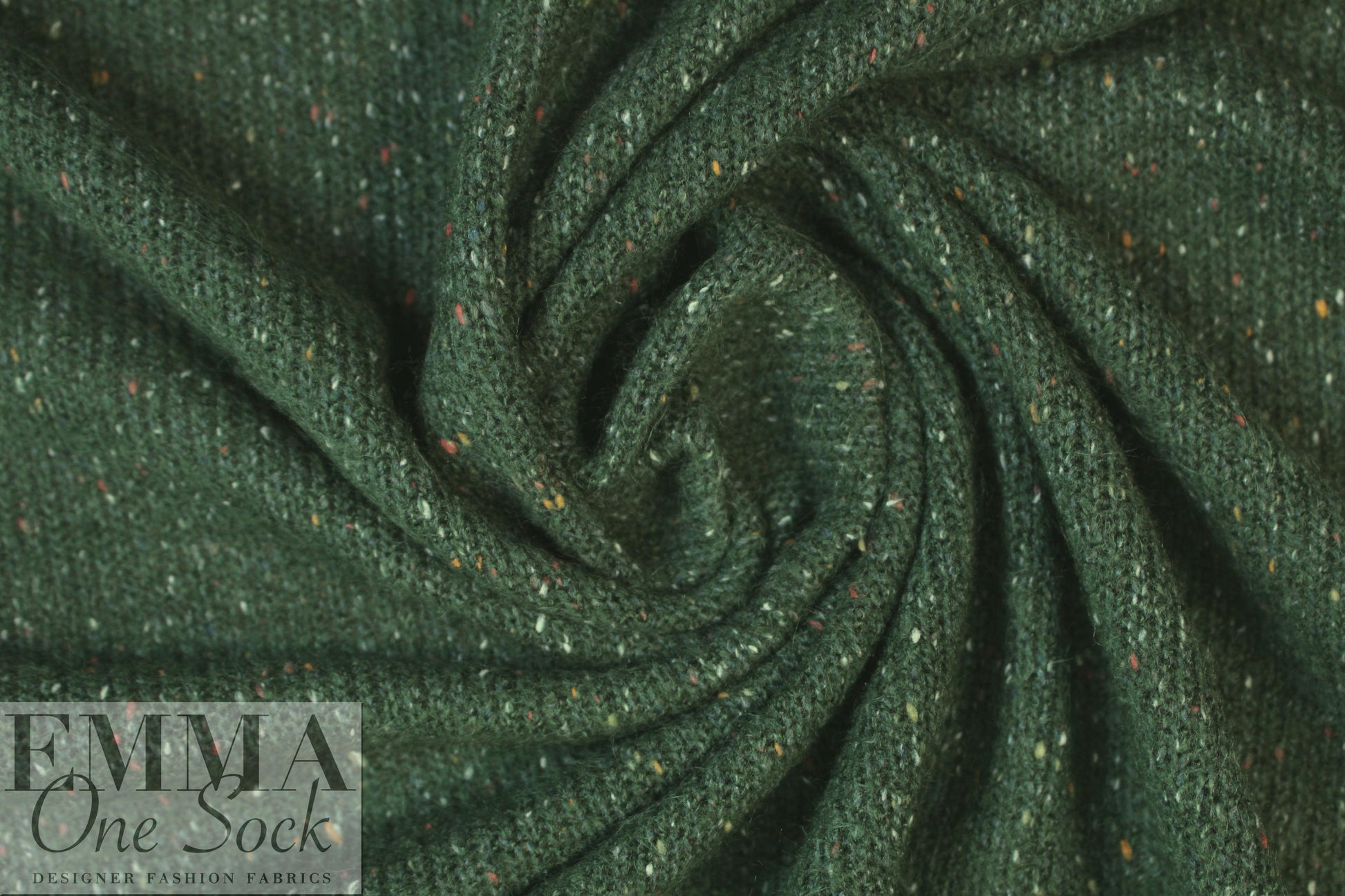 tweedy, speckled sweater knit - pine forest