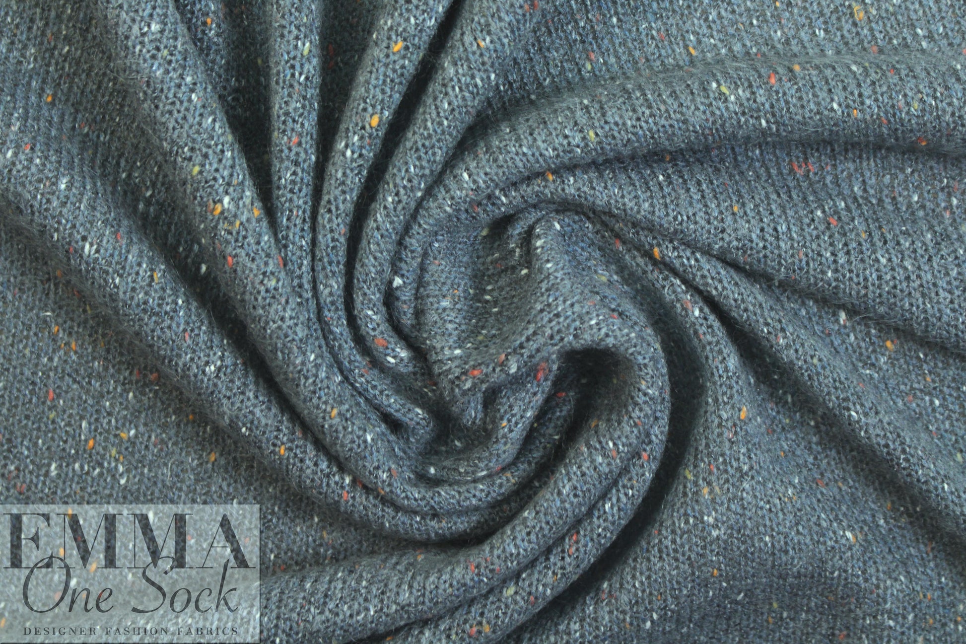 tweedy, speckled sweater knit - blue fog 1 yard