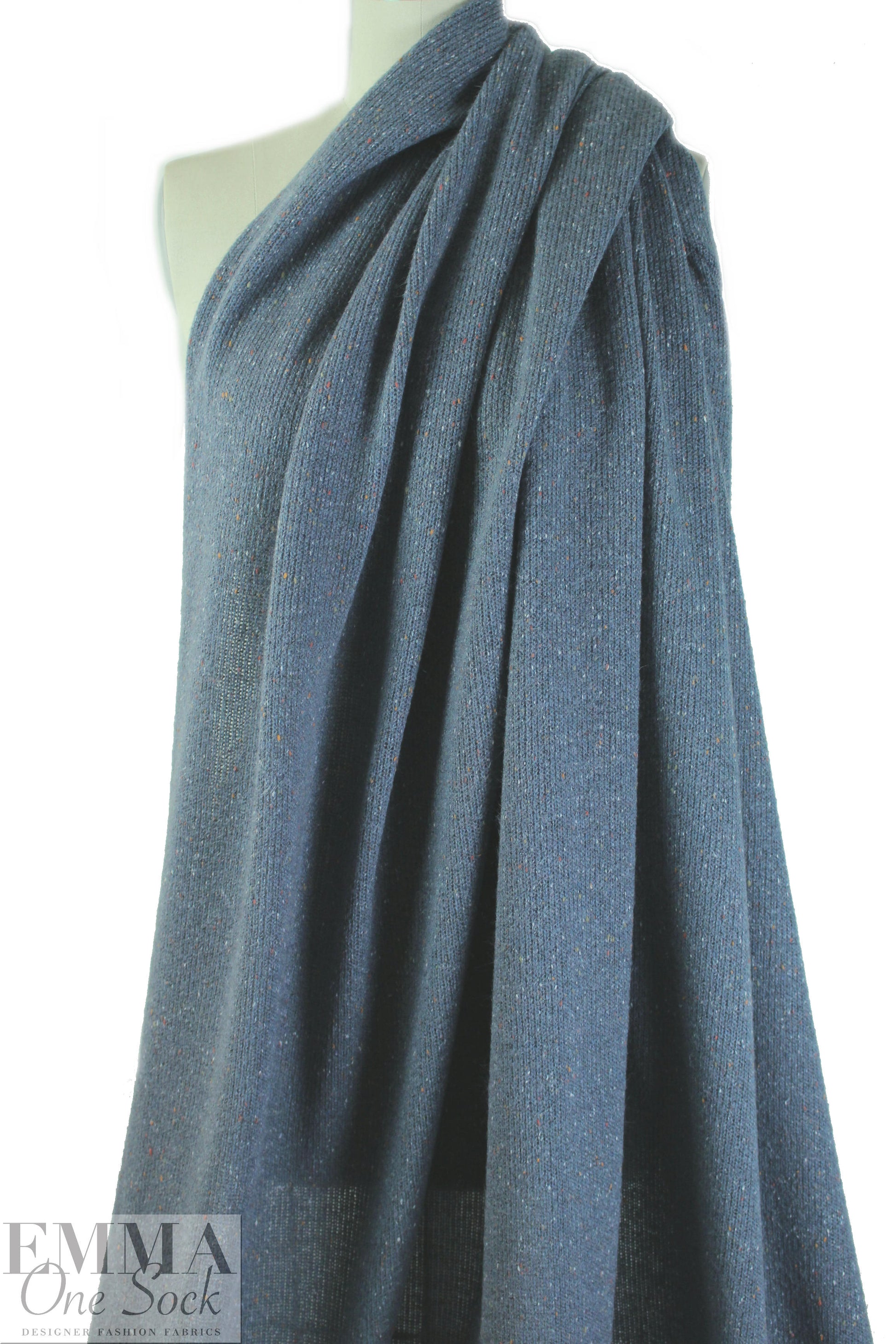 tweedy, speckled sweater knit - blue fog