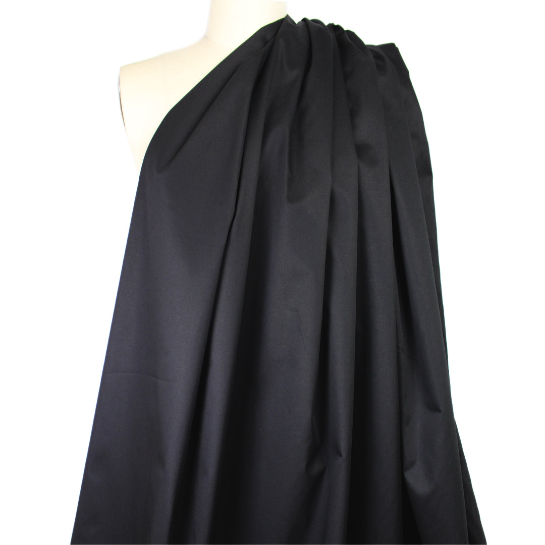 Italian cotton satin finish stretch twill - black 1.5 yds