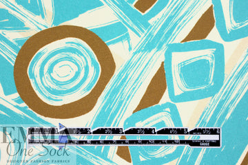 Italian 'geometric brushstrokes' stretch cotton twill 1.875 yd