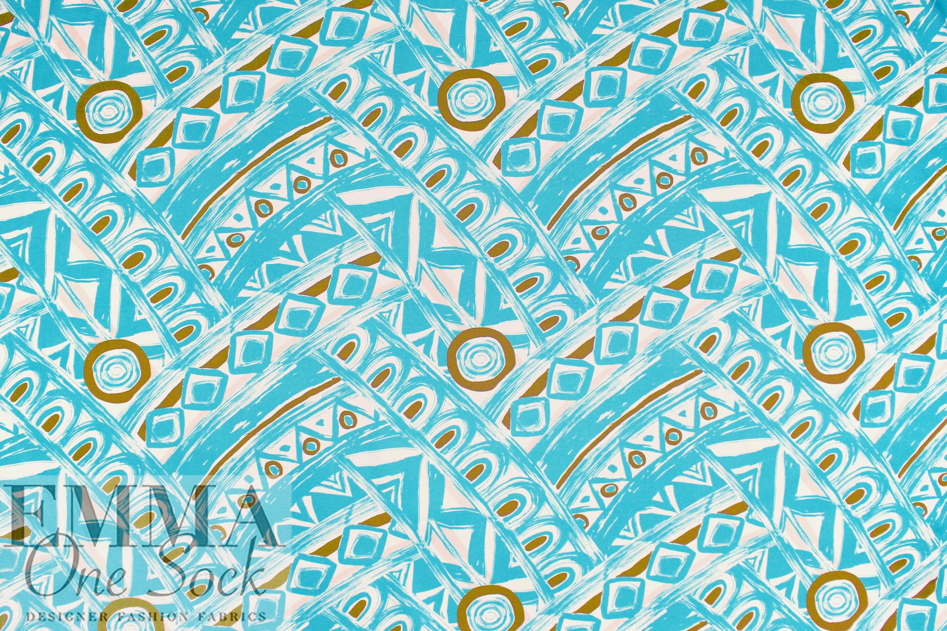 Italian 'geometric brushstrokes' stretch cotton twill 1.25 yds