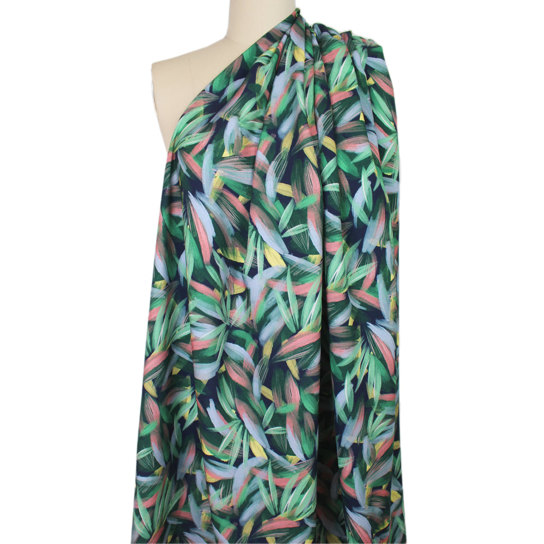 'floral expression' viscose twill woven - midnight .625 yds