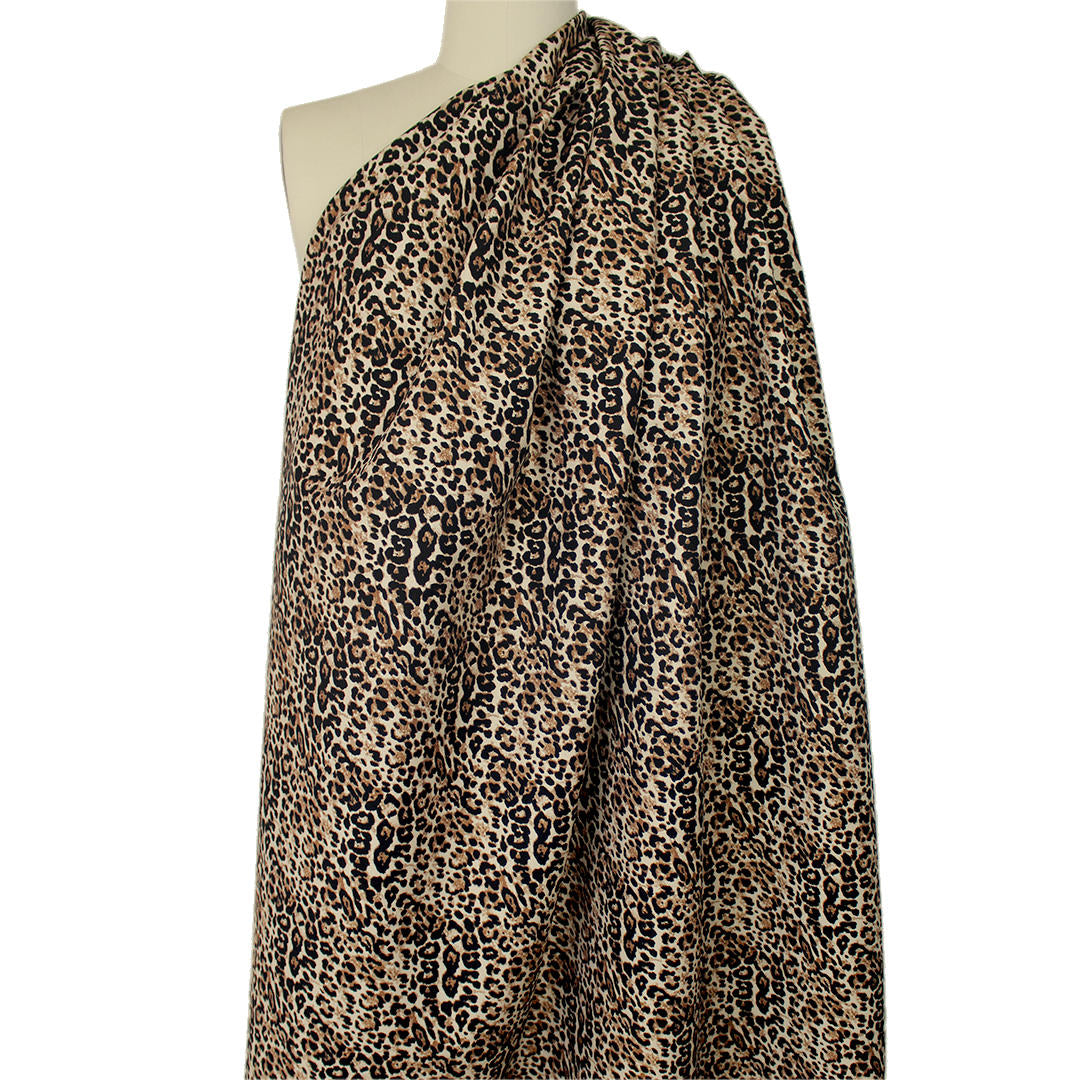 leopard print rayon blend bengaline stretch twill .875 yds