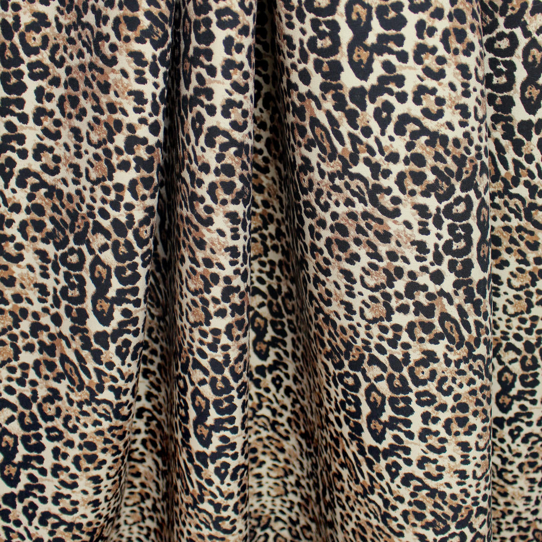 leopard print rayon blend bengaline stretch twill .875 yds