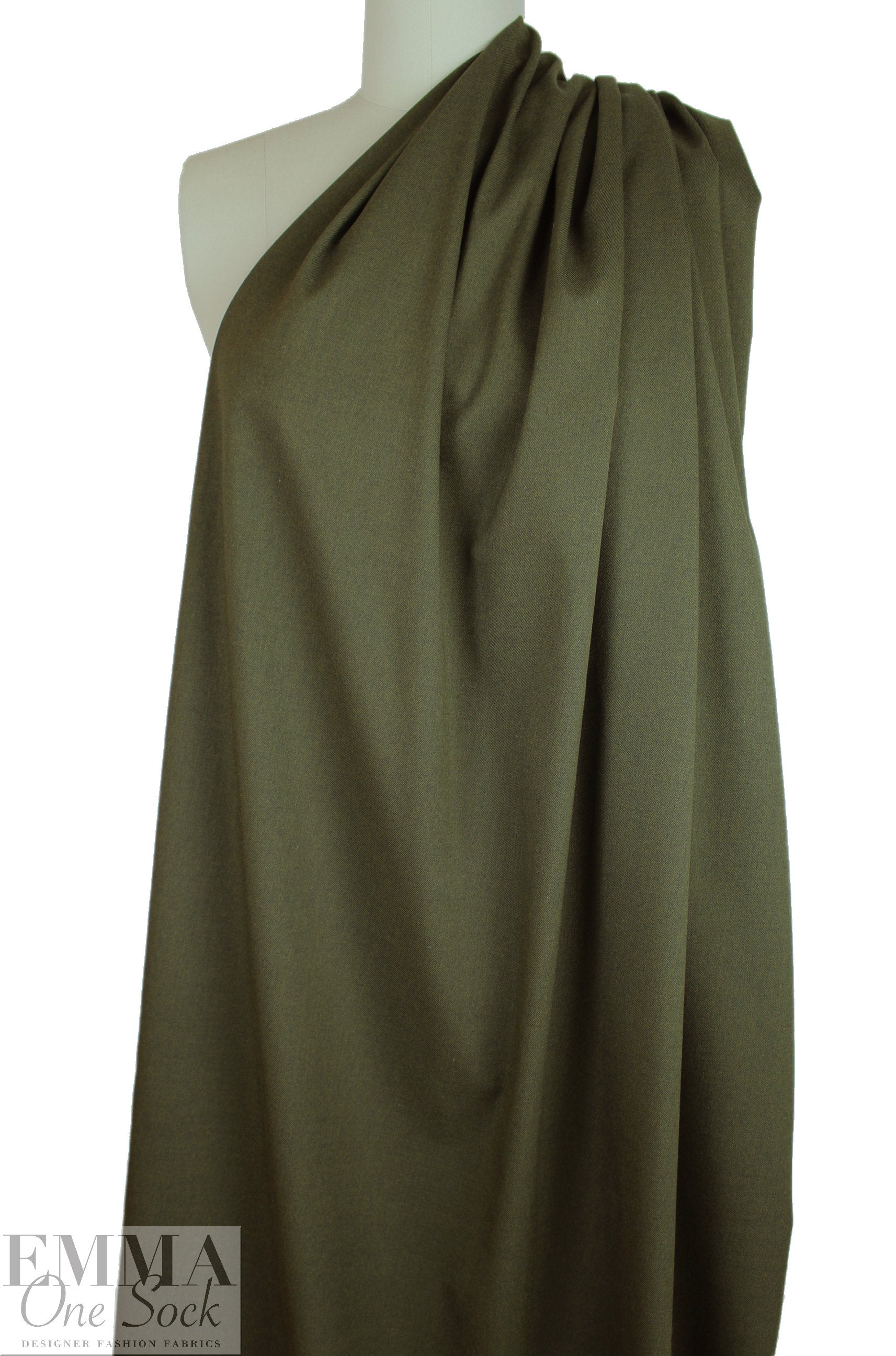 CA designer stretch 'RPL' twill suiting - dark olive 2.5 yd