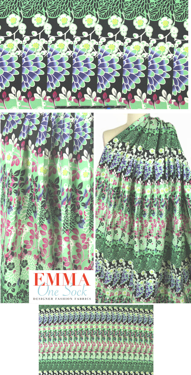 Italian printed cotton/viscose twill - flowery graphic 1.75 yd
