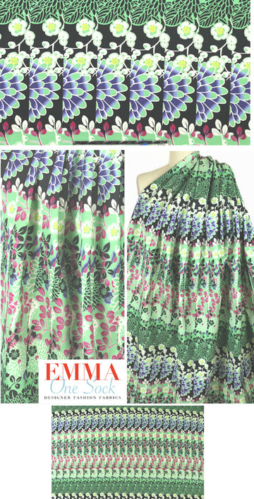 Italian printed cotton/viscose twill - flowery graphic 1.375 yd