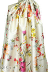 Italian 'poly-silk' twill - garden floral on cream