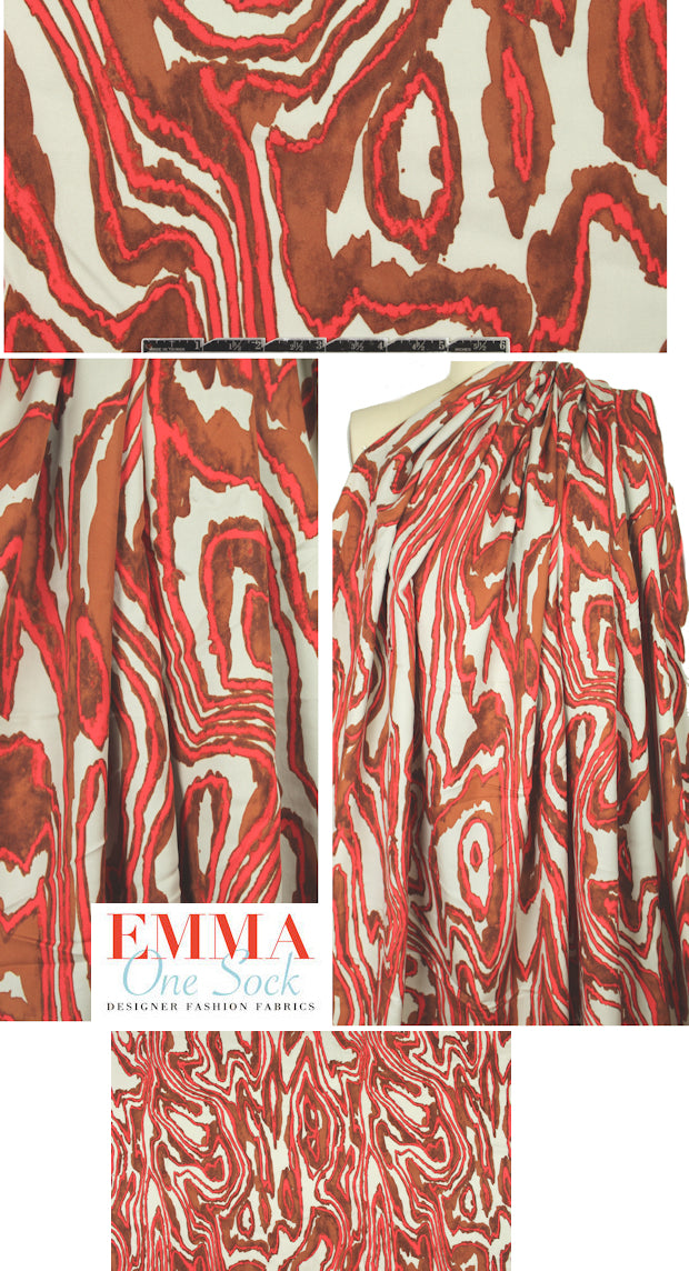 Ni1i L0tan printed tencel twill - red/brown swirl