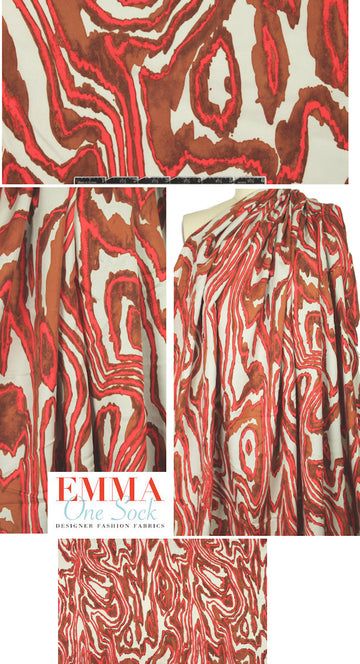 Ni1i L0tan printed tencel twill - red/brown swirl
