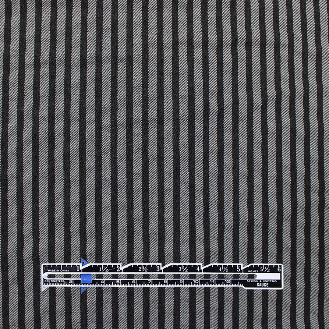 CA designer striped stretch twill - charcoal/black 1.875 yd