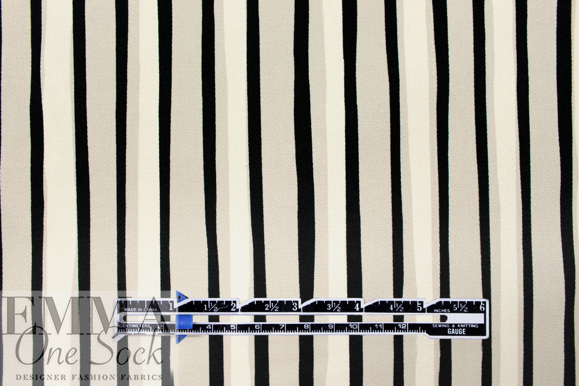 Italian designer 'wavering stripes' stretch cotton denim 1 yard