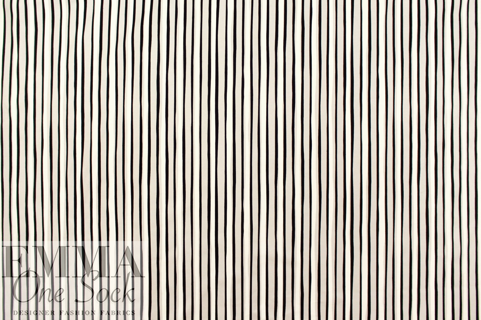 Italian designer 'wavering stripes' stretch cotton denim 1 yard