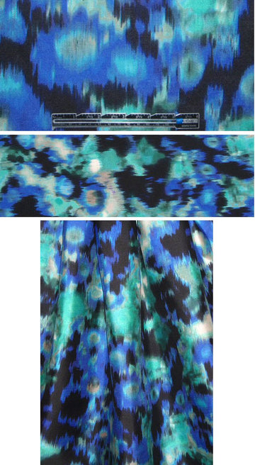 NY designer cobalt/spearmint print silk twill