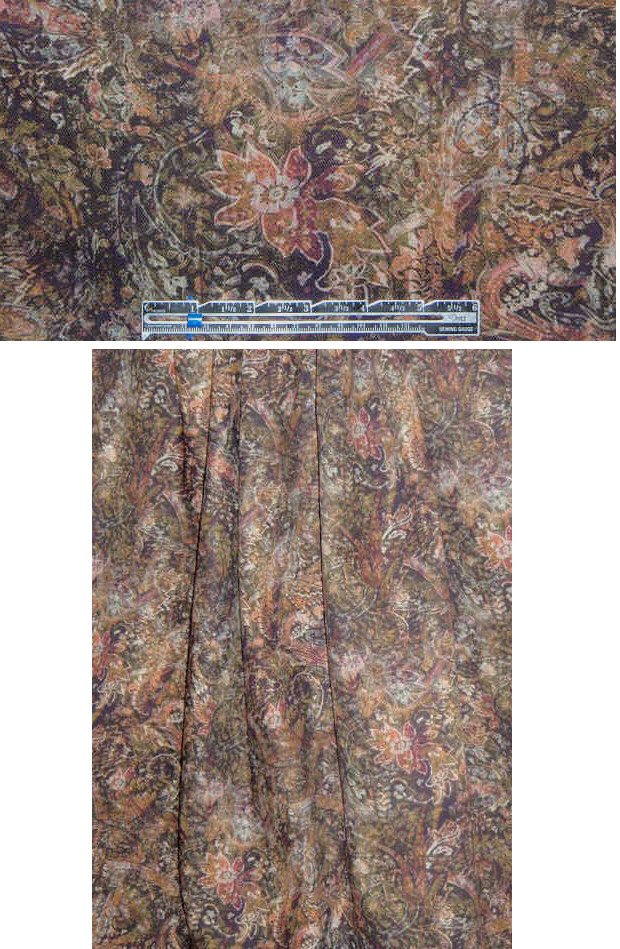 NY designer dark paisley montage stretch cotton twill
