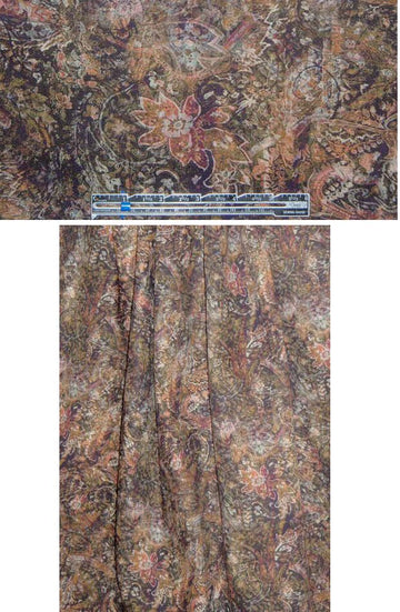 NY designer dark paisley montage stretch cotton twill