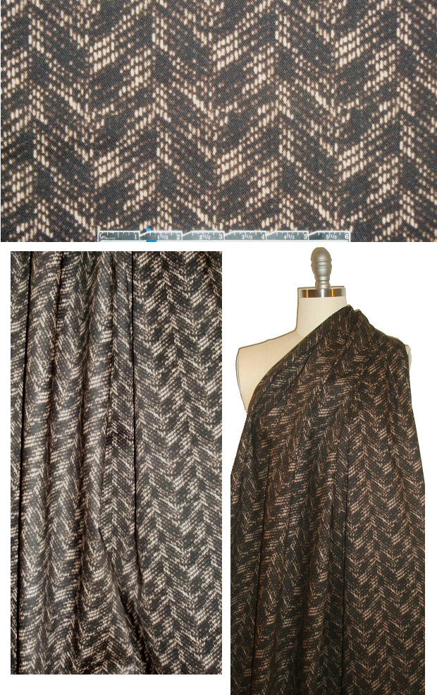 NY designer tweedy chevron print stretch twill 1.75 yd