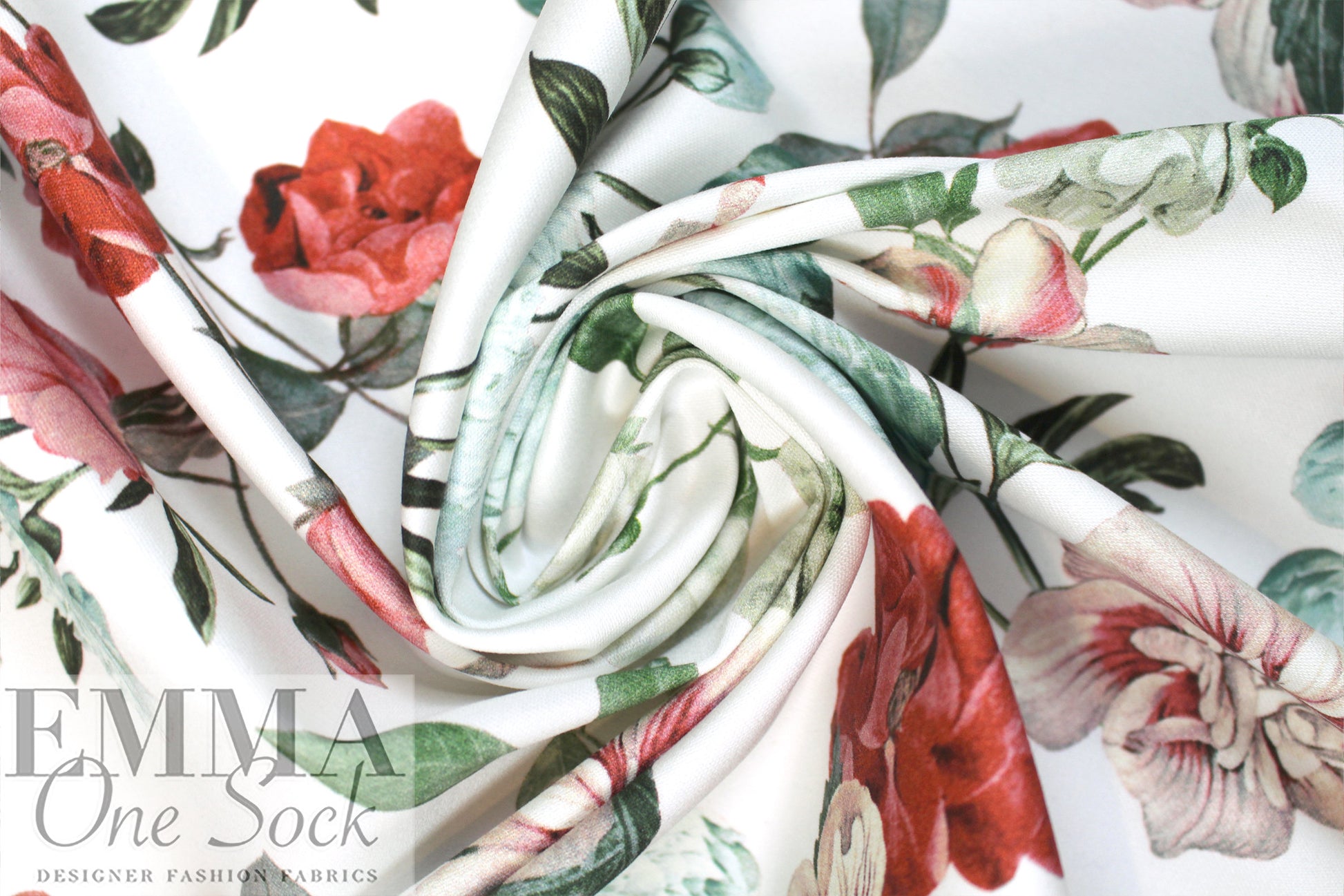 'garden roses' stretch cotton twill .75 yds