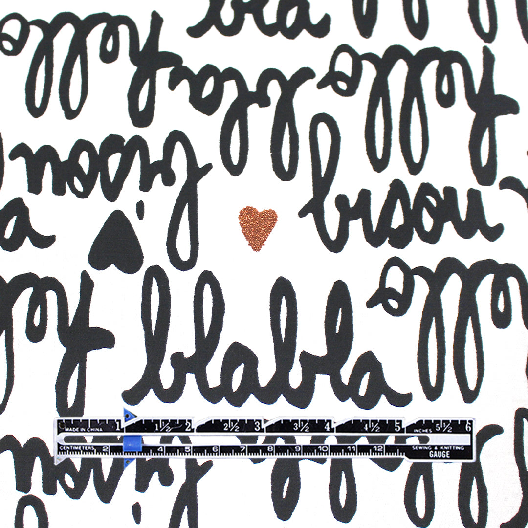 French 'love note' viscose twill woven 2 yds