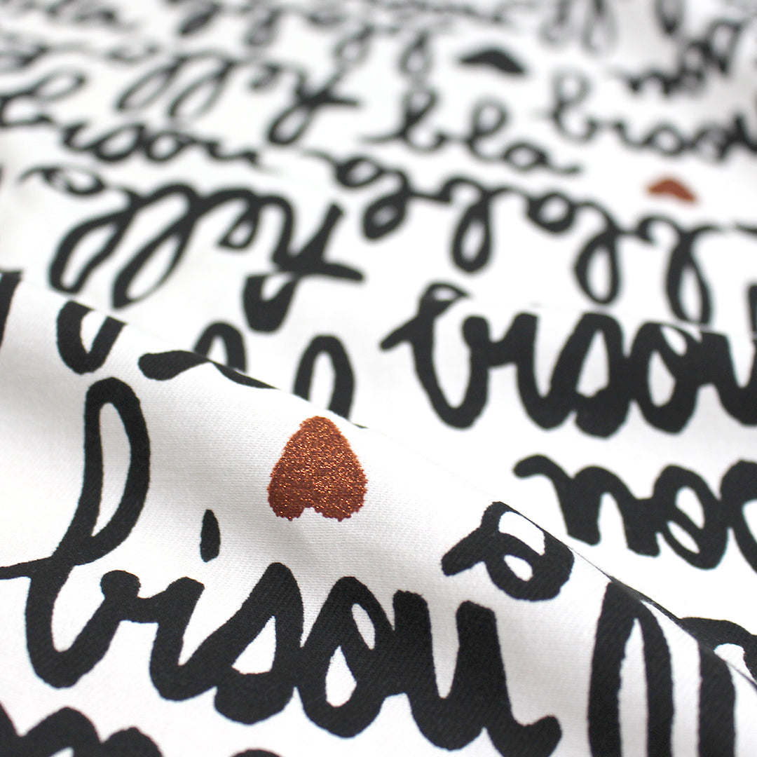 French 'love note' viscose twill woven 1.875 yd