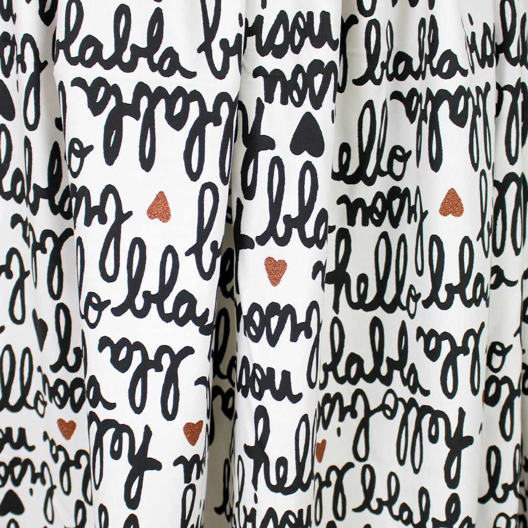 French 'love note' viscose twill woven 2 yds