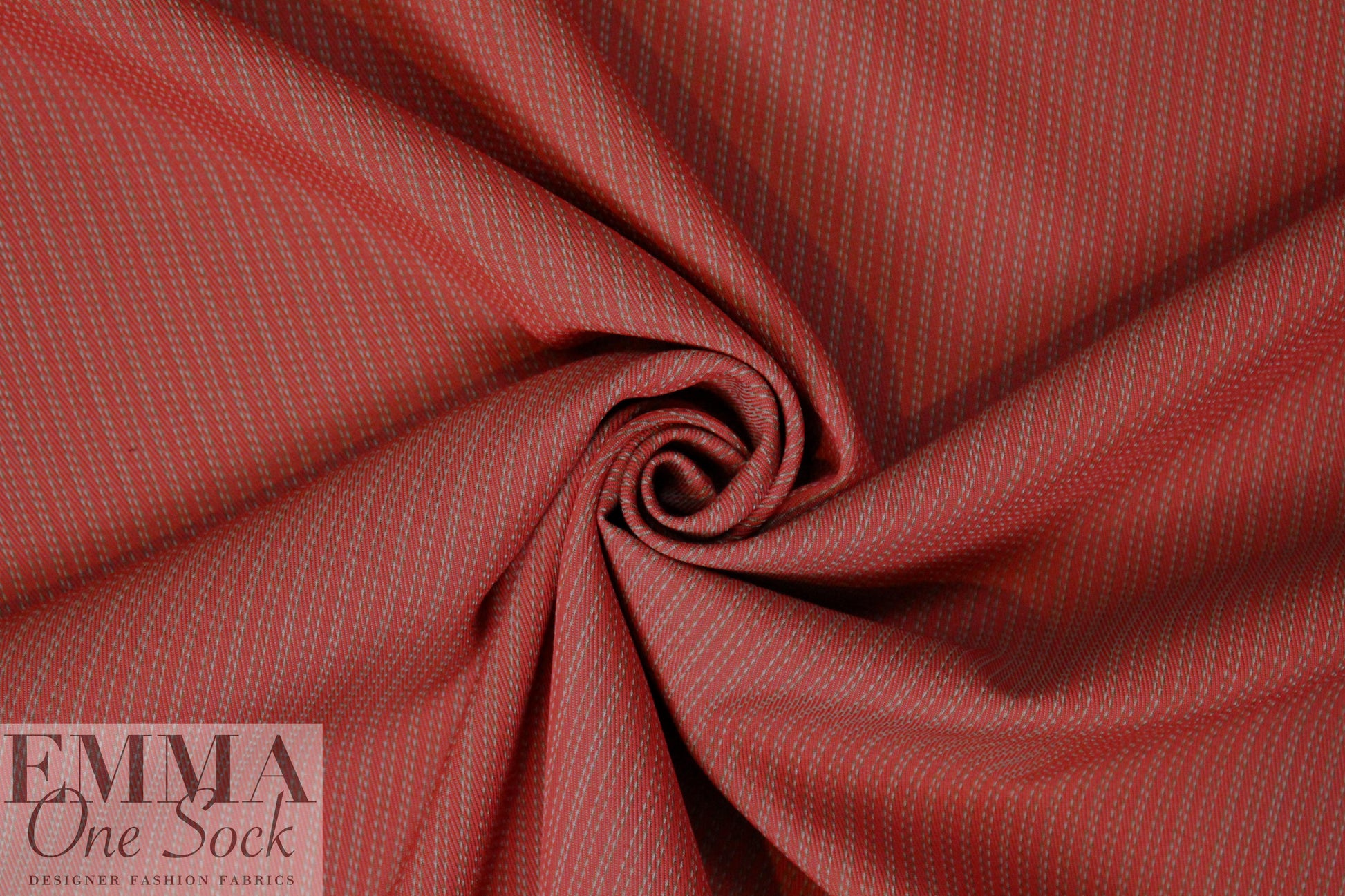 famous designer Italian virgin wool twill stripe - brick