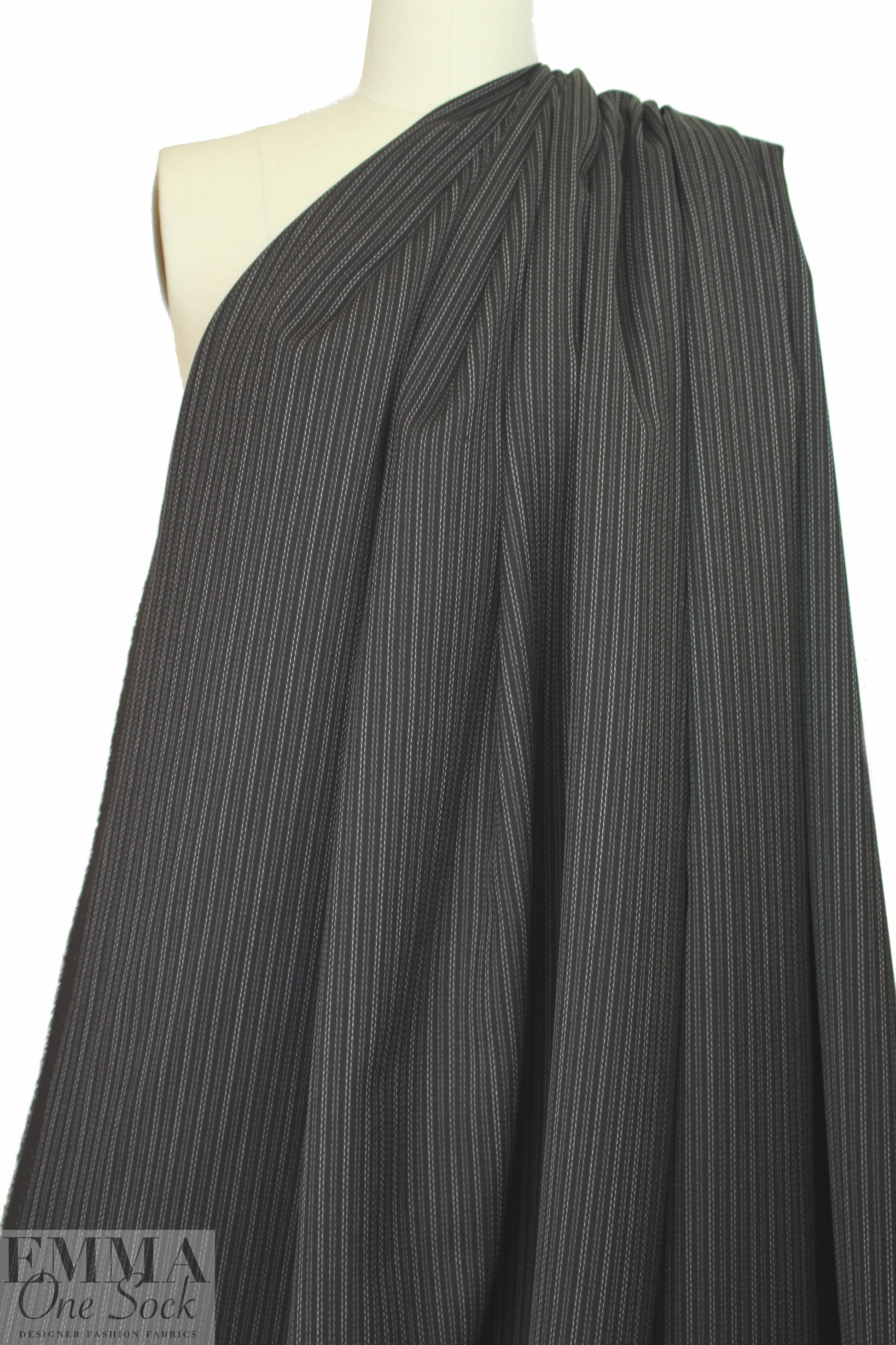 famous designer virgin wool twill stripe - black coffee 2.125 yd