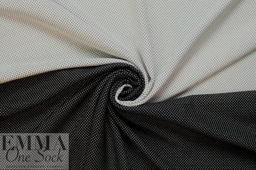 NY designer b/w dot cotton stretch reversible jacquard 1.5 yd